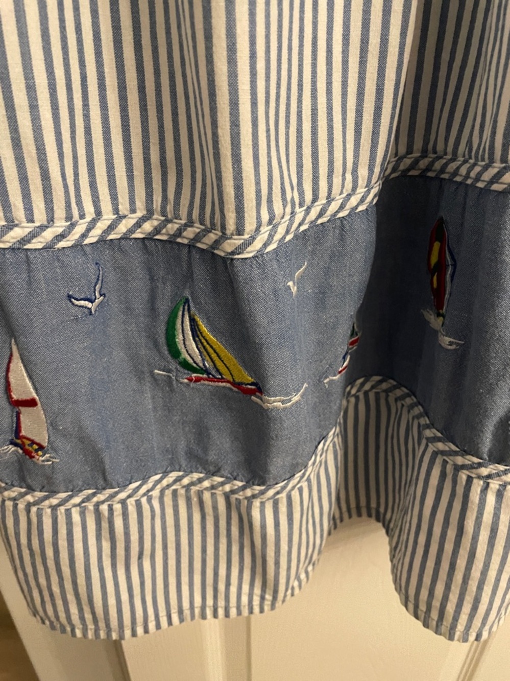 Striped Blue Sailboat nautical women’s Mu Mu Dress size xlg - Picture 4 of 7